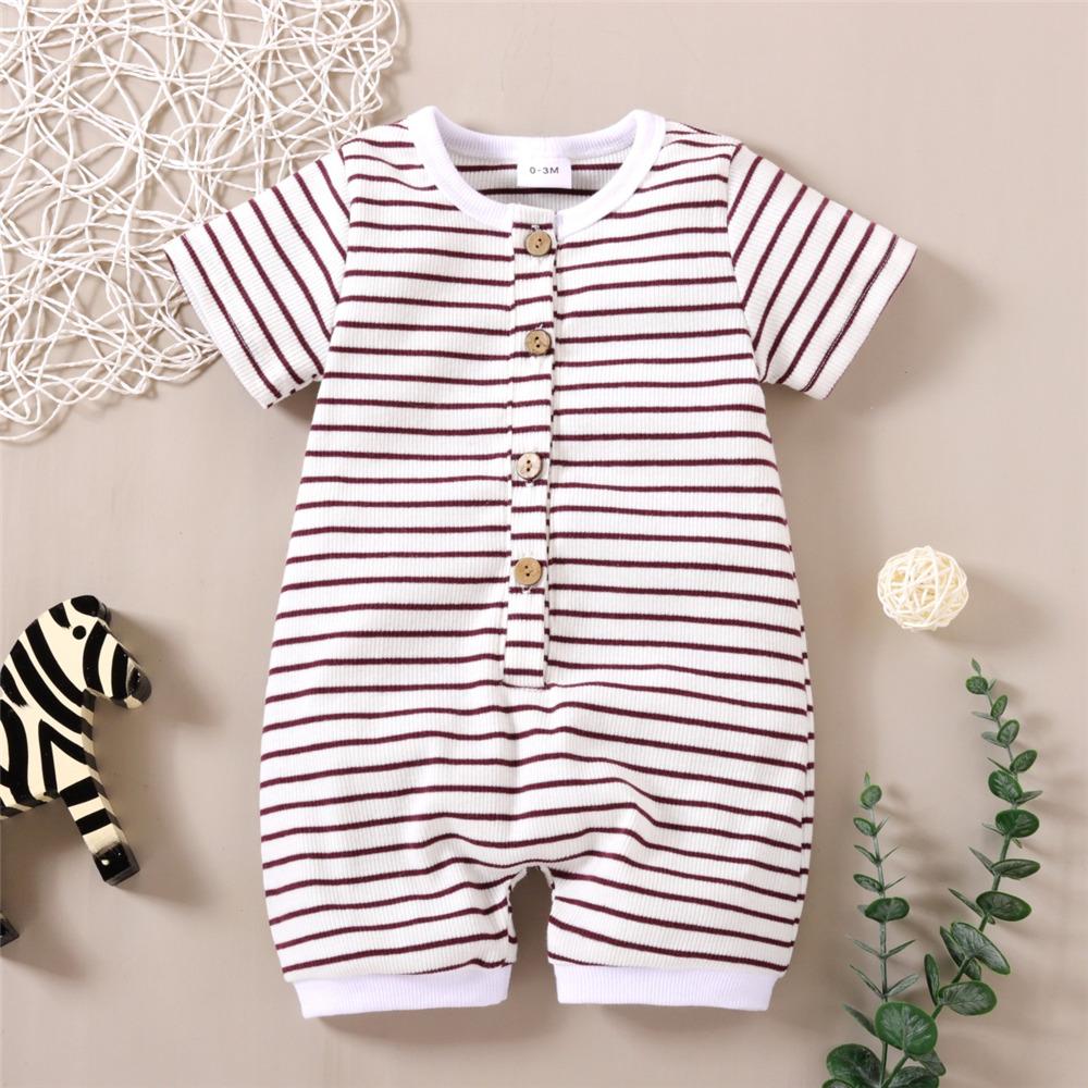 Baby Unisex Short Sleeve Striped Cardigan Romper Baby Clothes Suppliers