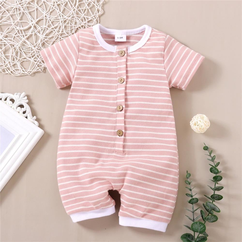 Baby Unisex Short Sleeve Striped Cardigan Romper Baby Clothes Suppliers