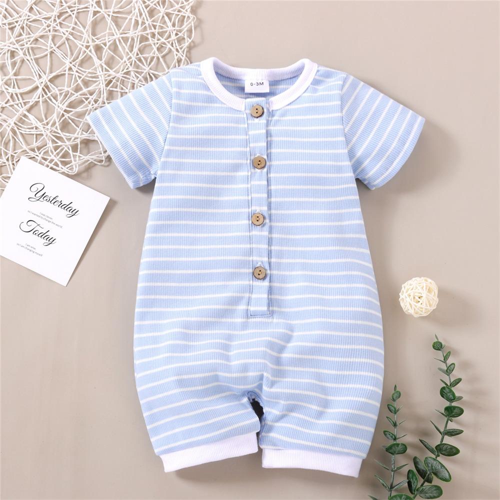 Baby Unisex Short Sleeve Striped Cardigan Romper Baby Clothes Suppliers