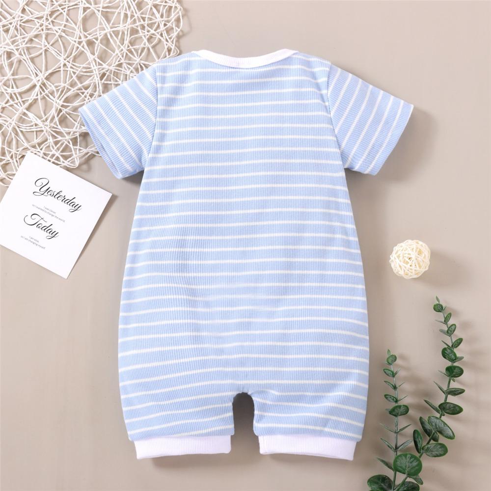 Baby Unisex Short Sleeve Striped Cardigan Romper Baby Clothes Suppliers