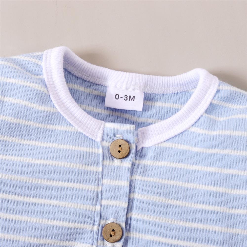 Baby Unisex Short Sleeve Striped Cardigan Romper Baby Clothes Suppliers