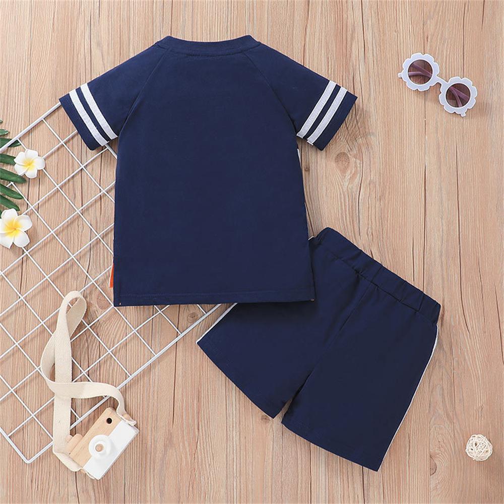 Boys Short Sleeve Striped Letter Printed Top & Shorts wholesale kids boutique clothing