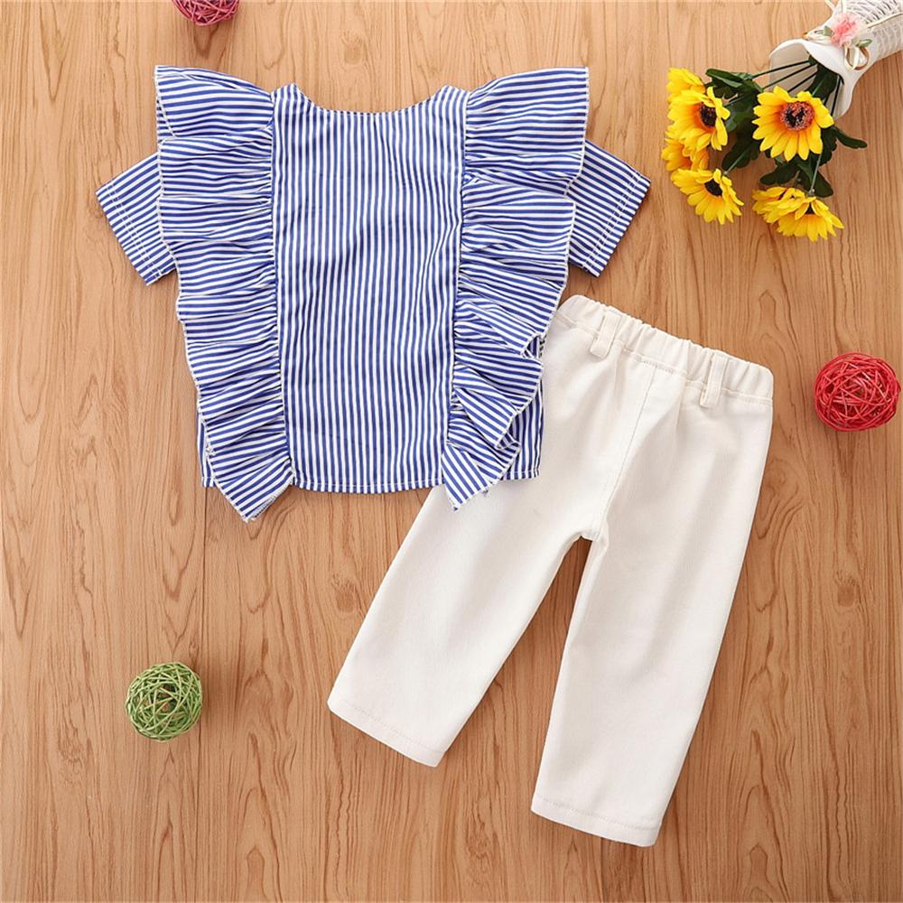 Girls Short Sleeve Striped Top & Pants childrens wholesale clothing