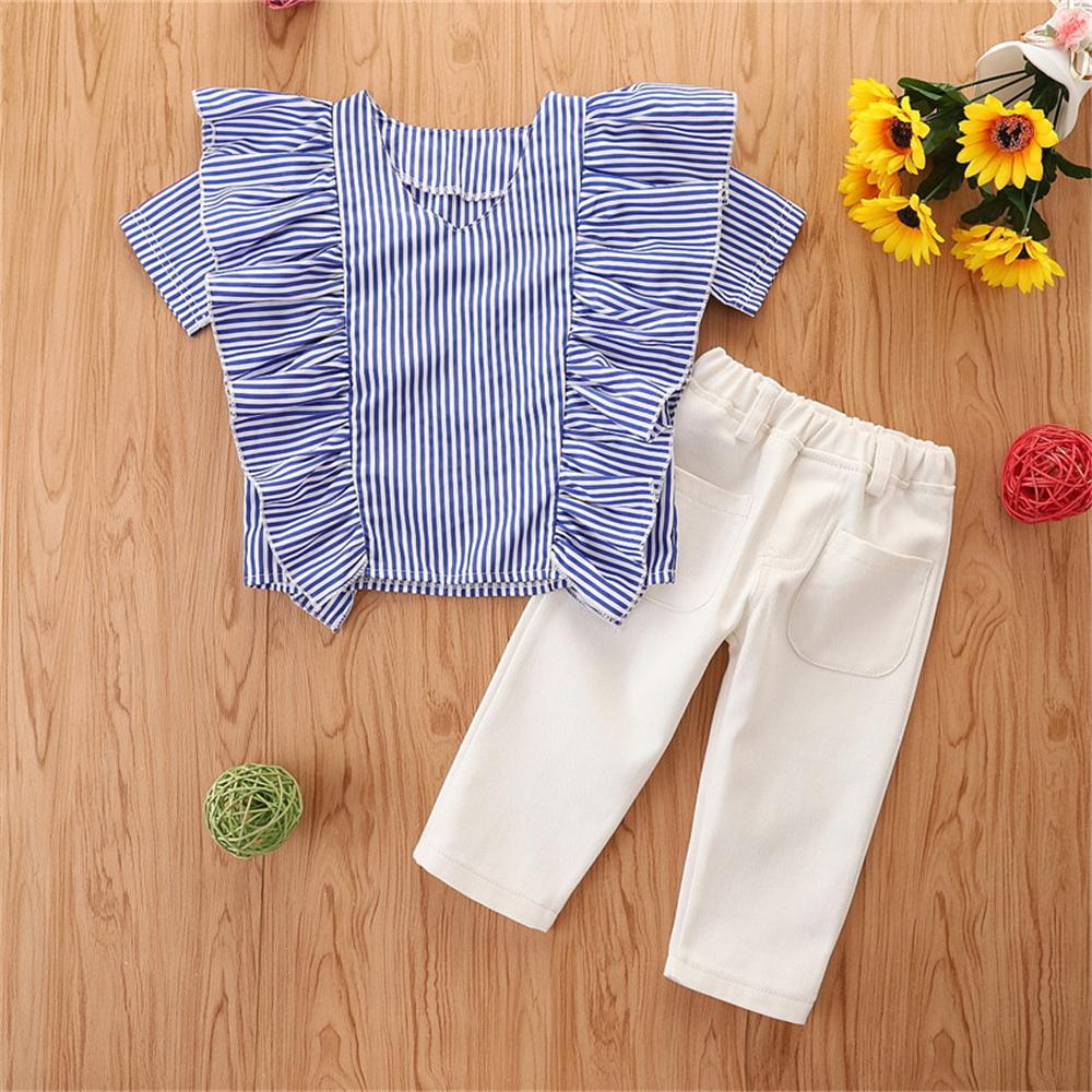 Girls Short Sleeve Striped Top & Pants childrens wholesale clothing