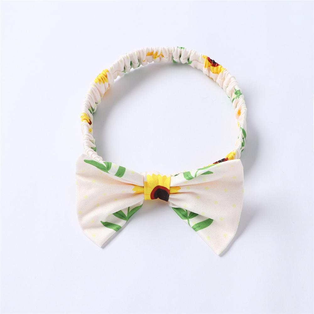 Girls Short Sleeve Sunflower Printed Dresses & Headband children wholesale clothing