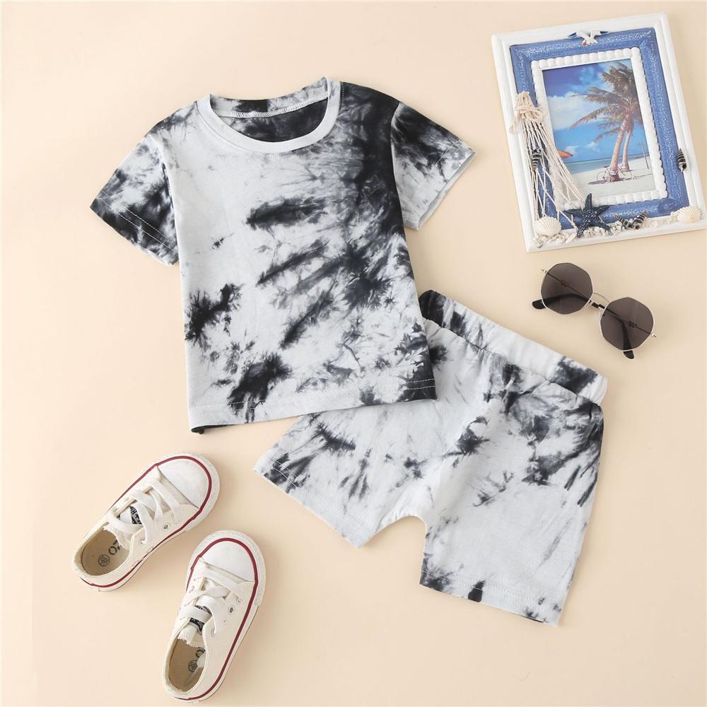 Unisex Short Sleeve Tie Dye T-shirt & Shorts kids clothing wholesale