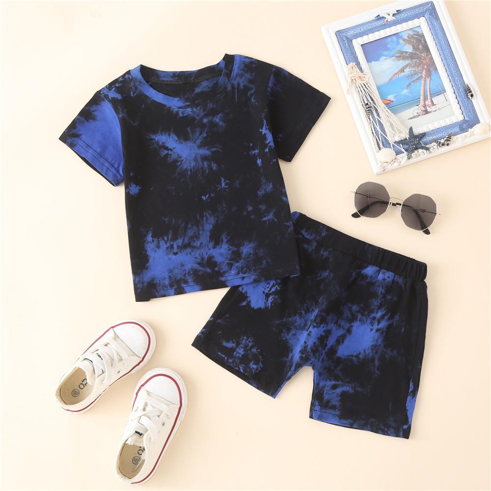 Unisex Short Sleeve Tie Dye T-shirt & Shorts kids clothing wholesale