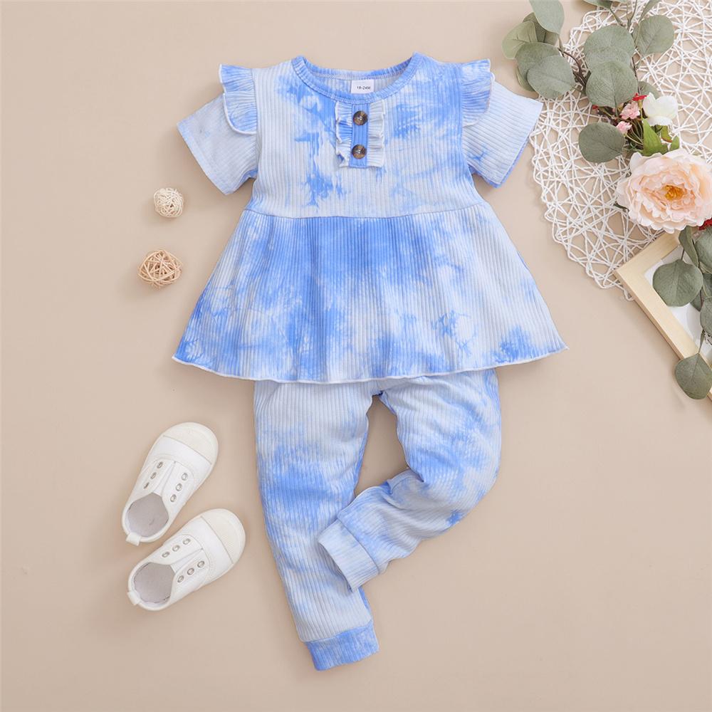 Girls Short Sleeve Tie Dye Top & Pants kids clothing wholesale