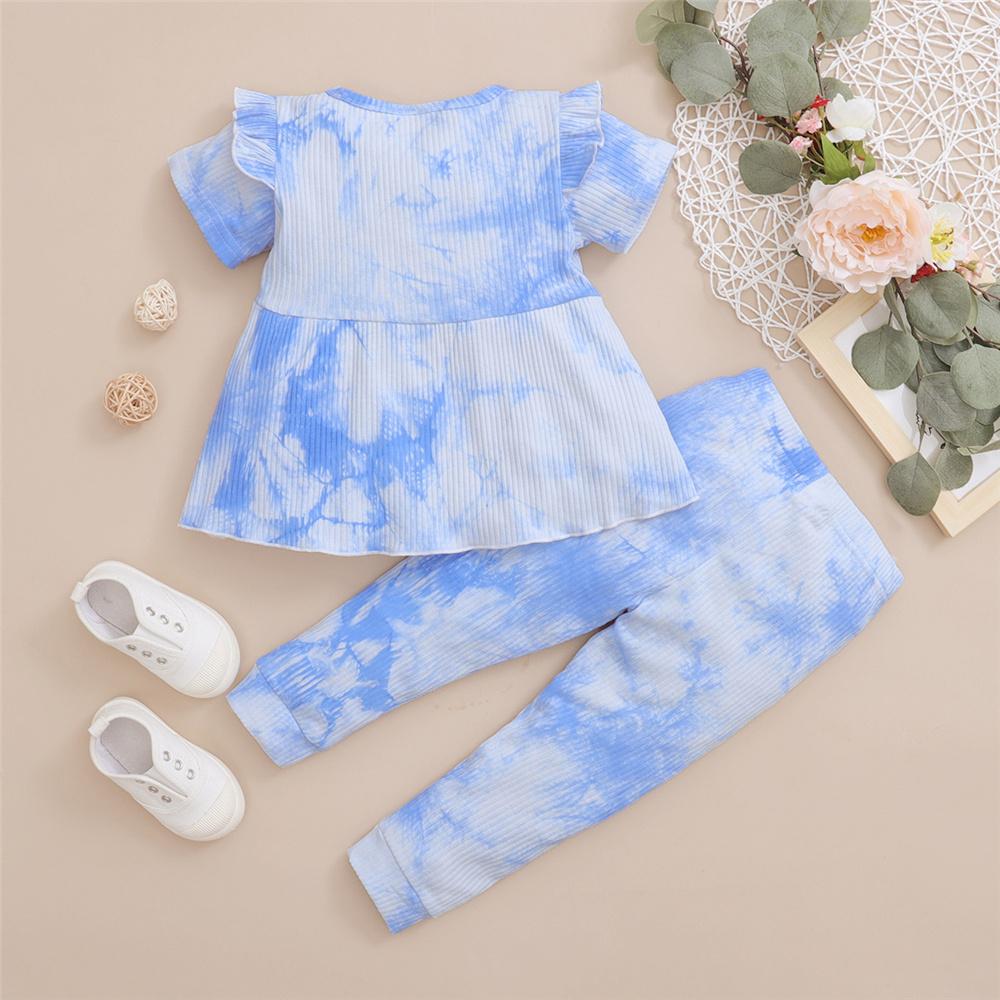 Girls Short Sleeve Tie Dye Top & Pants kids clothing wholesale