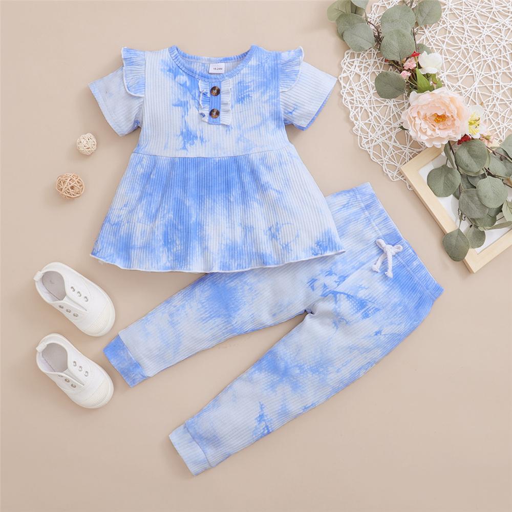 Girls Short Sleeve Tie Dye Top & Pants kids clothing wholesale