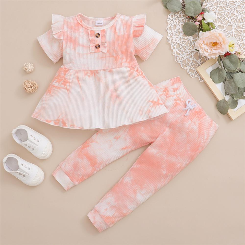 Girls Short Sleeve Tie Dye Top & Pants kids clothing wholesale