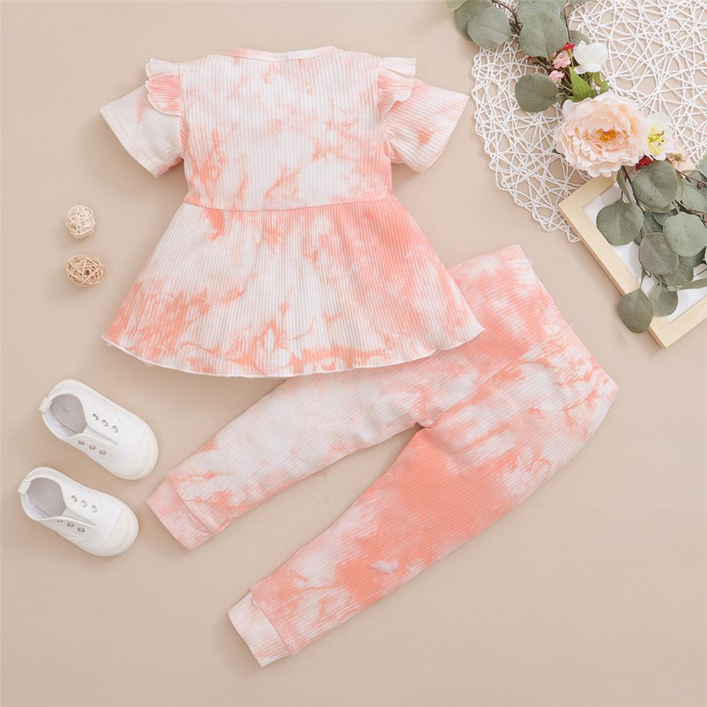 Girls Short Sleeve Tie Dye Top & Pants kids clothing wholesale