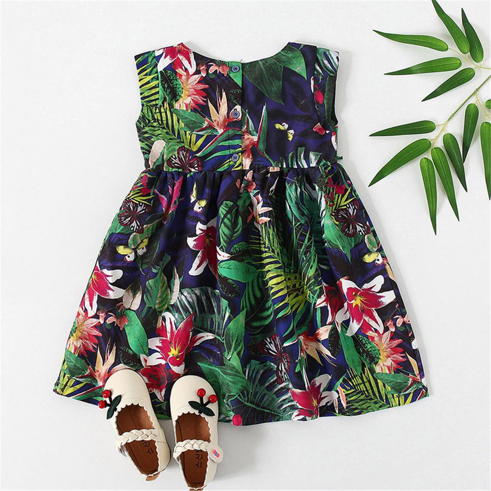 Girls Sleeveless Butterfly Floral Printed Fashion Dress wholesale childrens clothing online