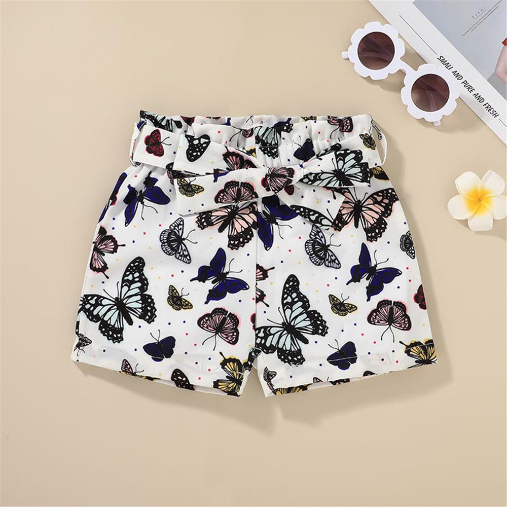 Girls Sleeveless Butterfly Printed Top & Shorts Wholesale Little Girl Clothing