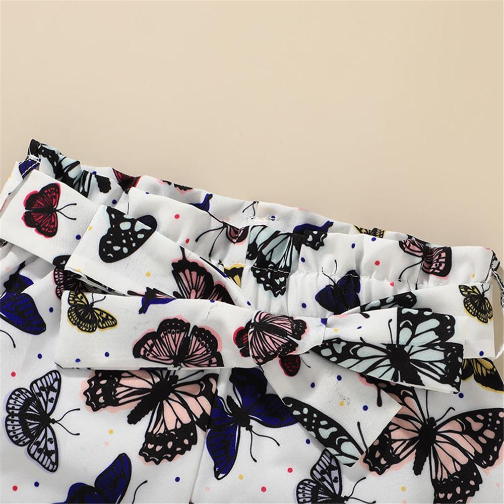 Girls Sleeveless Butterfly Printed Top & Shorts Wholesale Little Girl Clothing