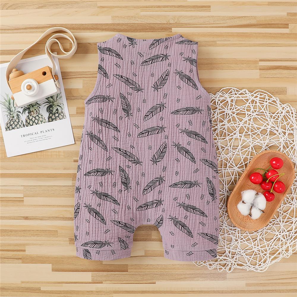 Baby Unisex Sleeveless Button Cardigan Feather Printed Romper Buy Baby Clothes Wholesale