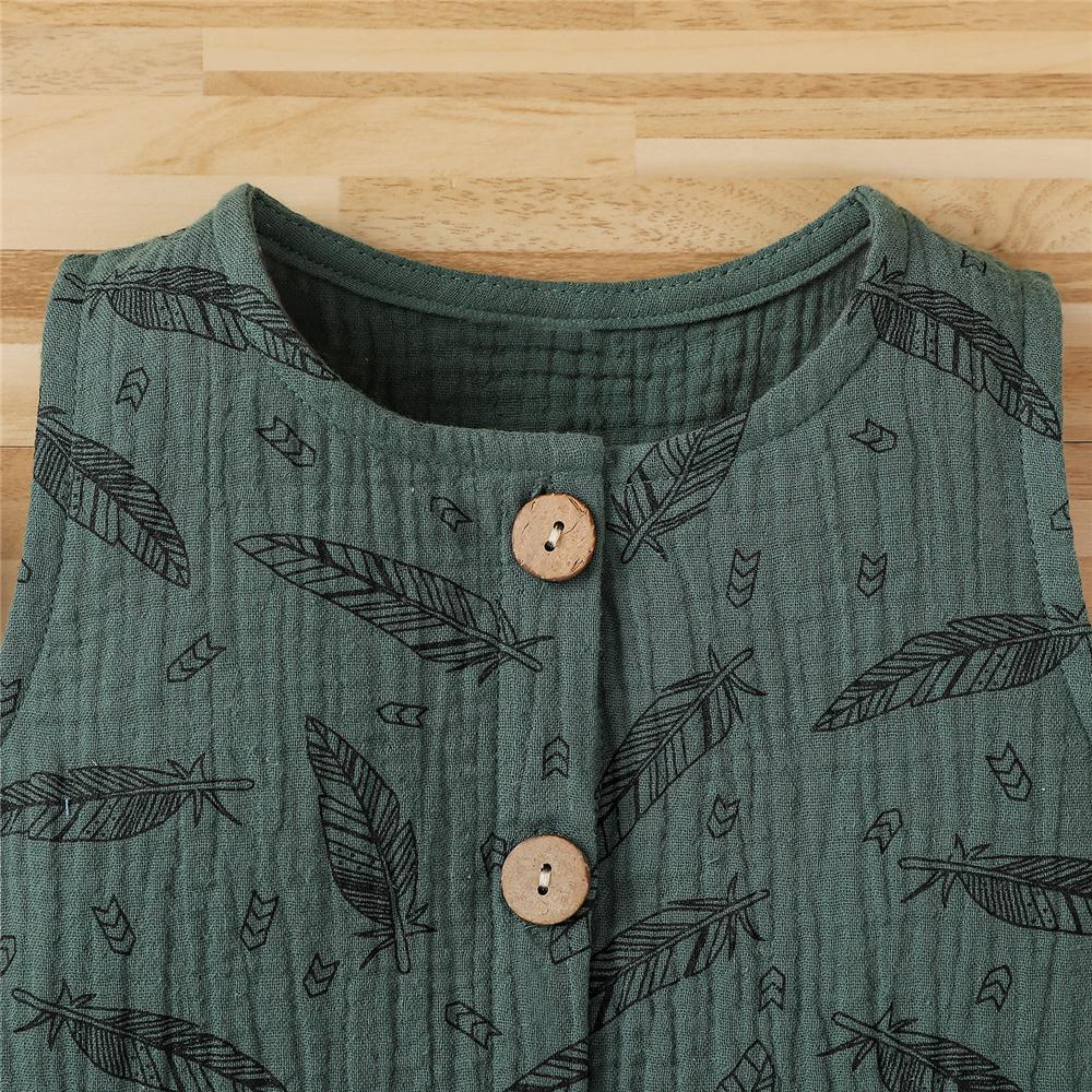 Baby Unisex Sleeveless Button Cardigan Feather Printed Romper Buy Baby Clothes Wholesale