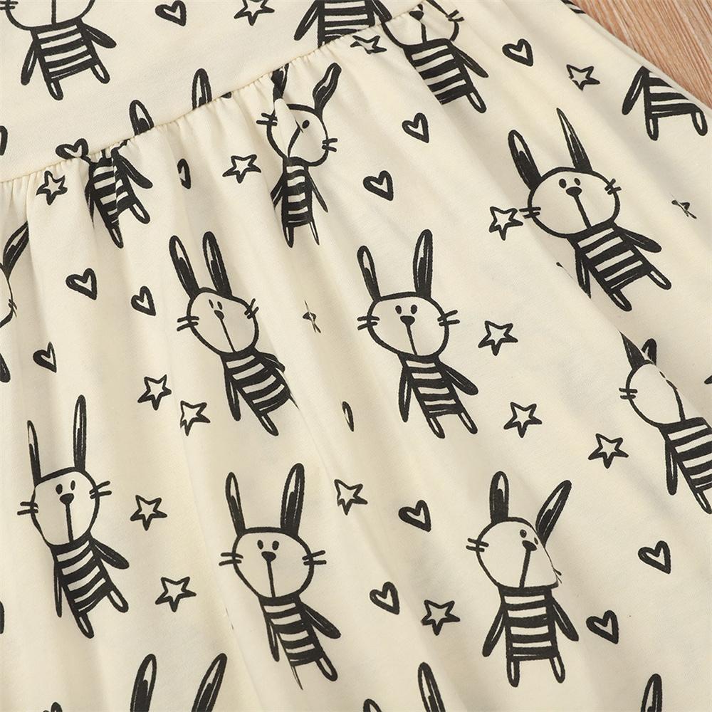 Girls Sleeveless Cartoon Rabbit Printed Dress Cheap Baby Boutique Clothes