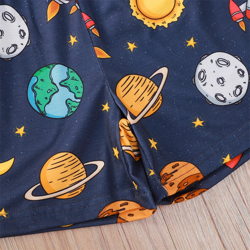 Boys Sleeveless Casual Cartoon Planet Top & Shorts kids clothing vendors