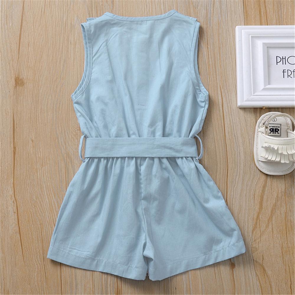 Girls Sleeveless Crew Neck Button Ruffled Jumpsuit Wholesale Boutique Clothing For Toddlers