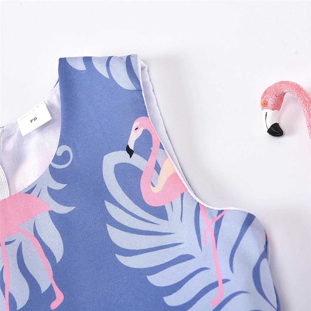 Baby Girls Sleeveless Flamingo Leaves Printed Dress Boutique Baby Clothes Wholesale