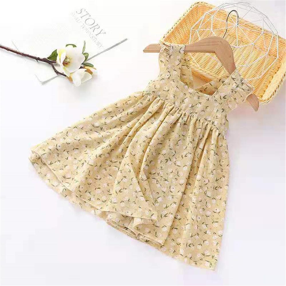 Girls Sleeveless Floral Printed Dress trendy kids wholesale clothing