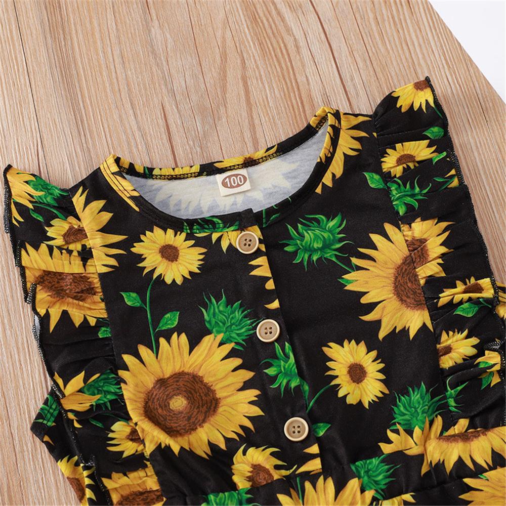 Girls Sleeveless Floral Printed Jumpsuit wholesale kids clothes