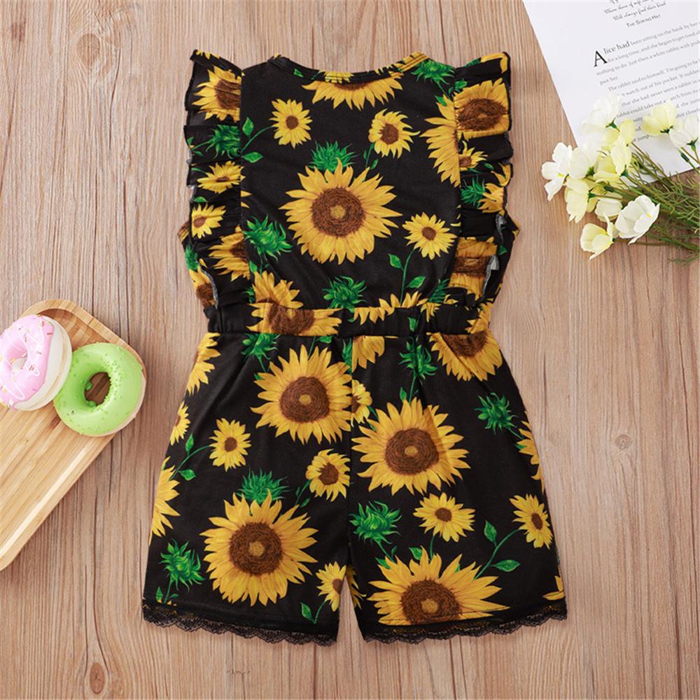 Girls Sleeveless Floral Printed Jumpsuit wholesale kids clothes