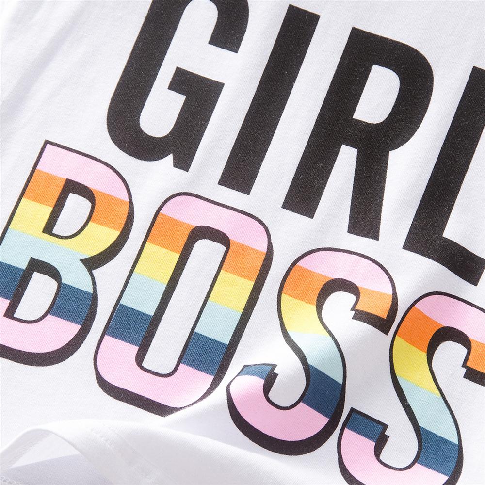 Girls Sleeveless Girls Boss Printed Ripped Denim Shorts Bulk Childrens Clothes