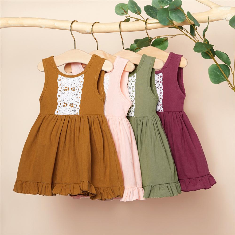 Girls Sleeveless Lace Summer Fashion Dress girl wholesale boutique clothing