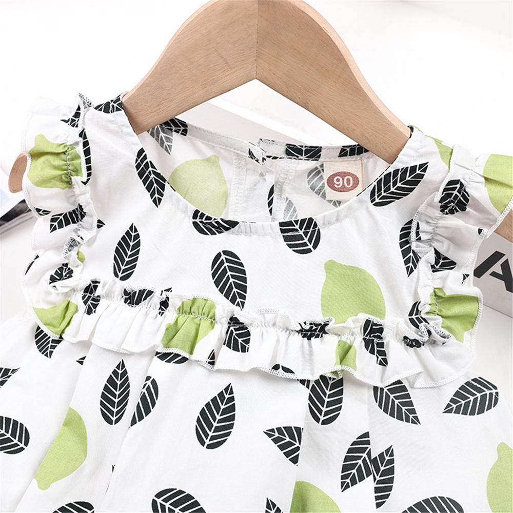 Girls Sleeveless Lemon Leaf Printed Top & Green Shorts wholesale children's boutique clothing for resale