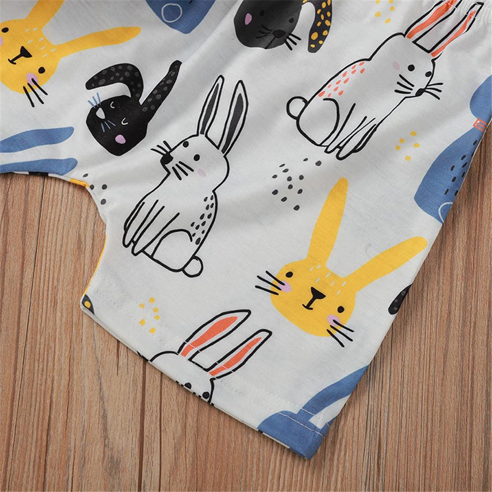 Boys Sleeveless Letter Printed Top & Rabbit Printed Shorts Boy Clothes Wholesale