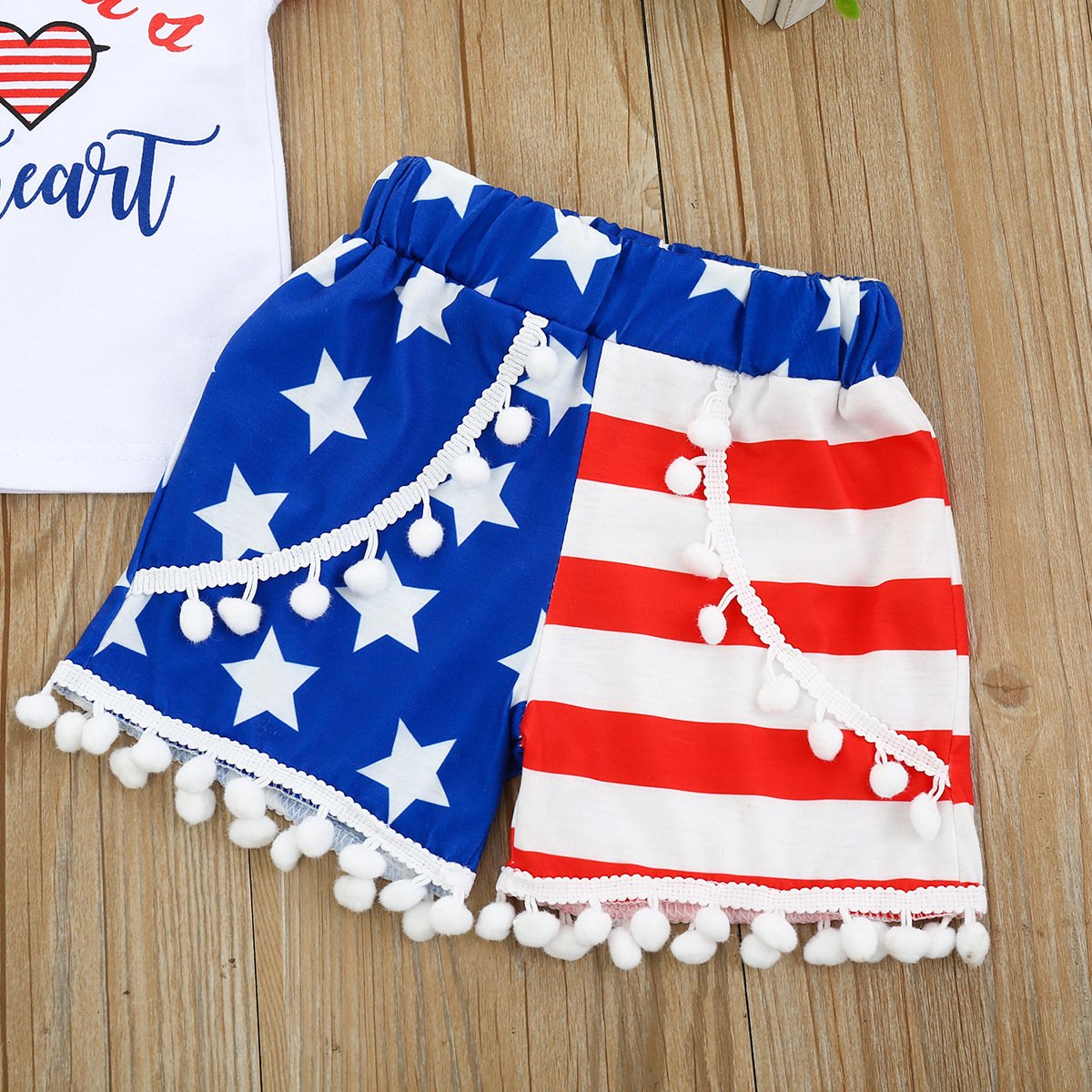 Baby Girls Sleeveless Letter Star Striped Printed Top & Shorts & Headband wholesale baby clothes suppliers