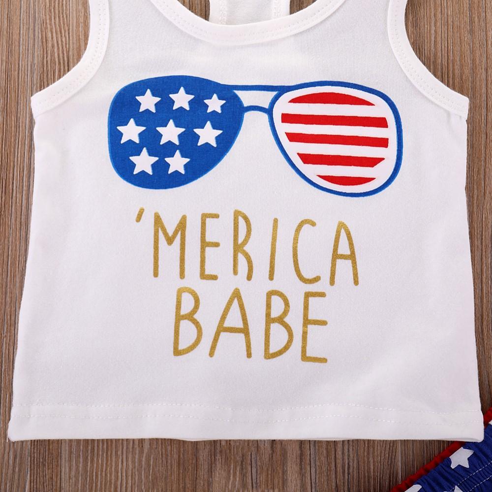 Baby Sleeveless Letter Striped Star Top & Shorts Wholesale Clothing Baby