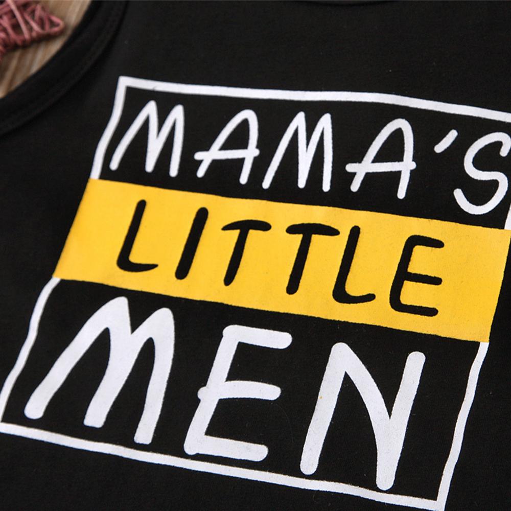 Boys Sleeveless Mama's Little Men Top & Shorts Buy Baby Clothes Wholesale