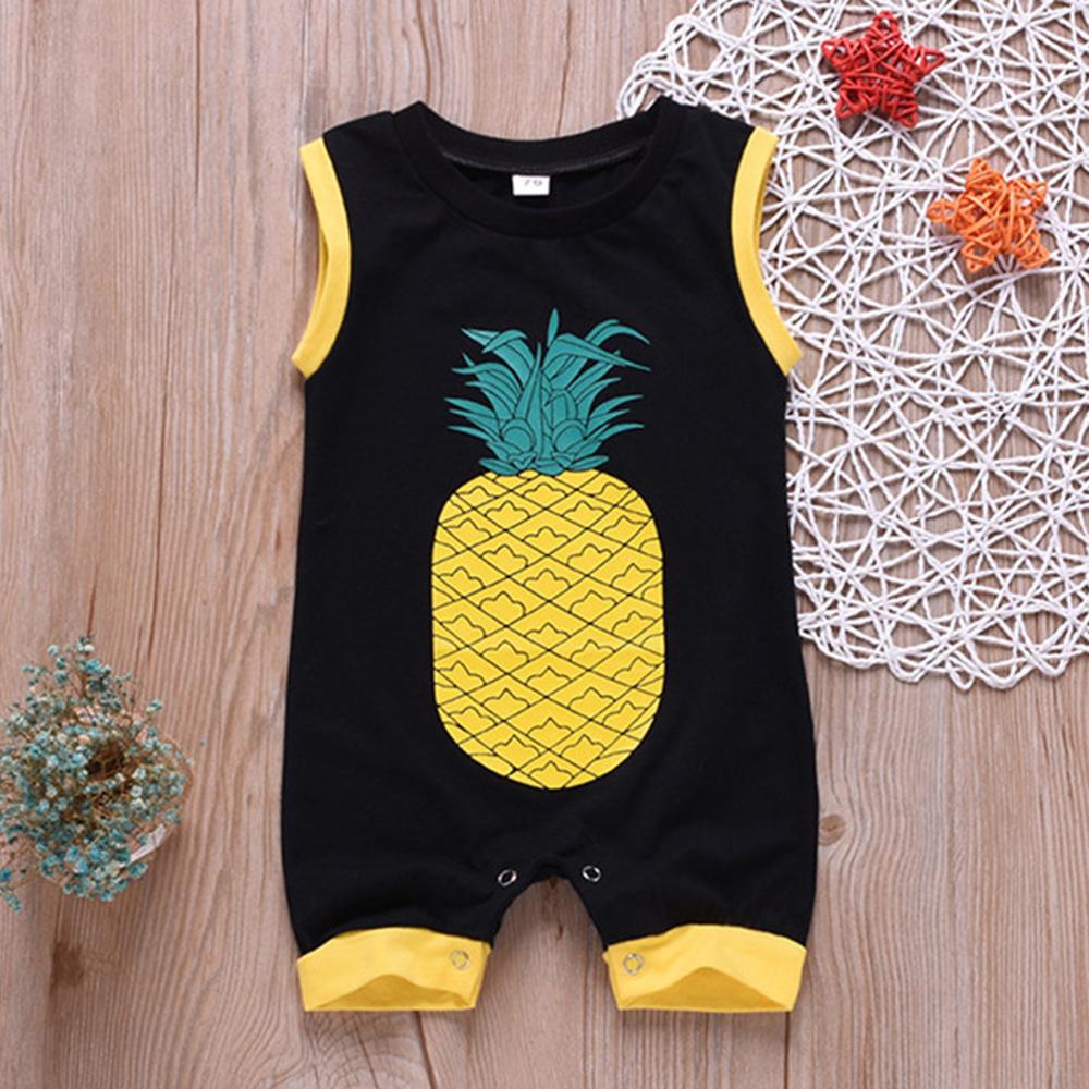 Baby Unisex Sleeveless Pineapple Printed Romper Baby Boutique Clothing Wholesale