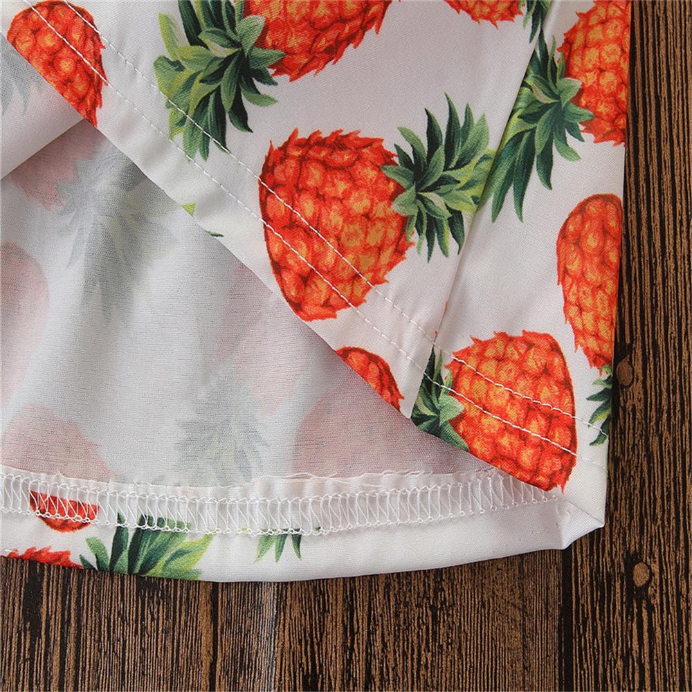 Girls Sleeveless Pineapple Printed Top & Ripped Jeans Wholesale Clothing For Girls