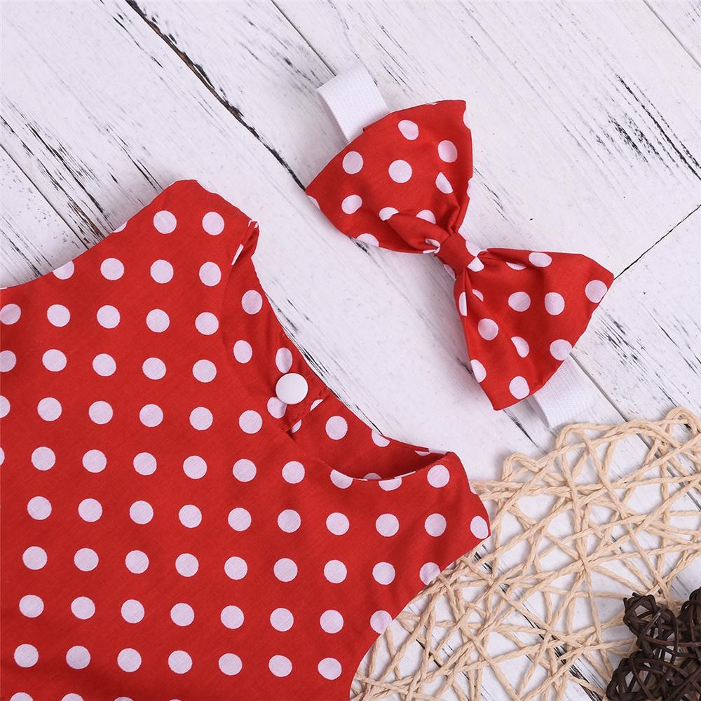 Girls Sleeveless Polka Dot Top & Denim Ripped Shorts & Headband Wholesale Little Girl Boutique Clothing