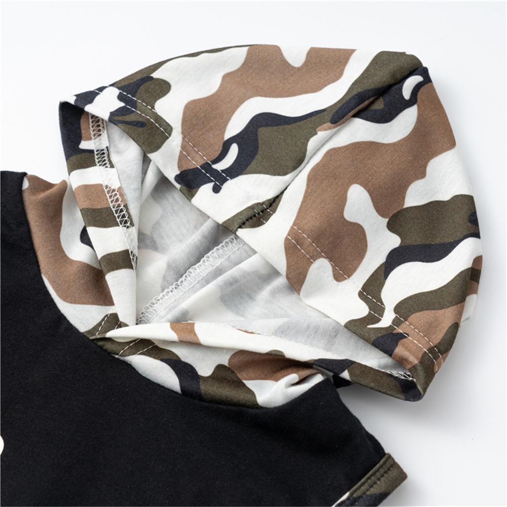 Boys Sleeveless Printed Hooded Top & Camouflage Shorts boy boutique clothing wholesale