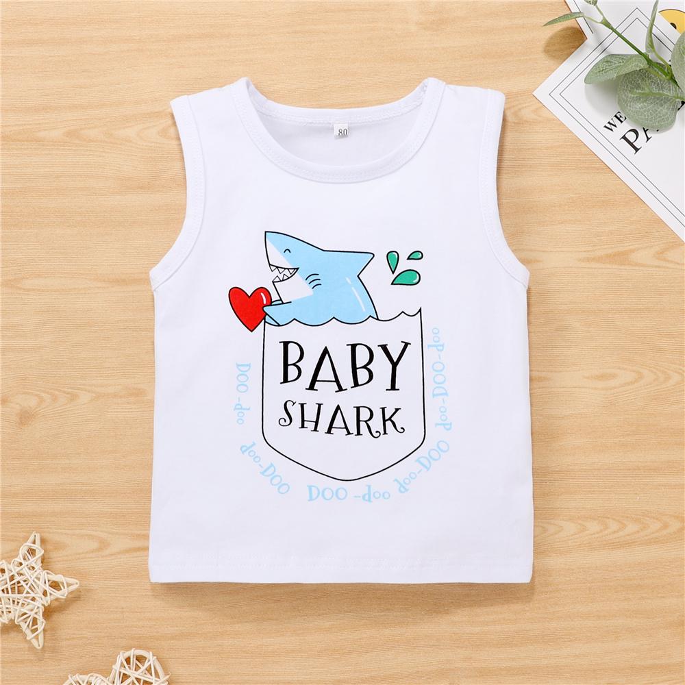 Baby Boys Sleeveless Shark Top & Shorts cheap baby clothes wholesale