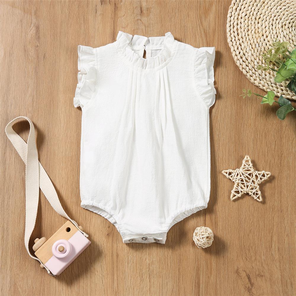 Baby Girls Sleeveless Solid Color Romper Wholesale Baby Boutique Items