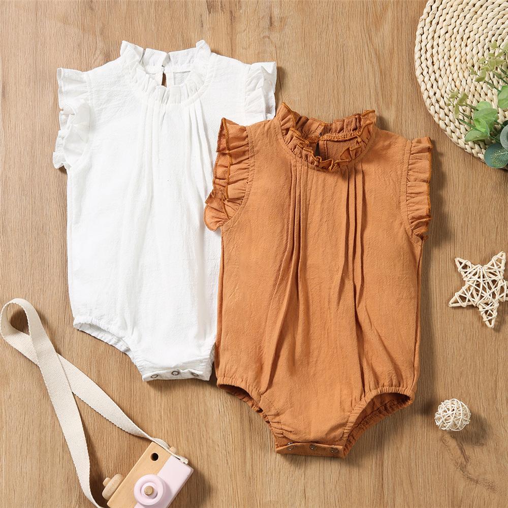 Baby Girls Sleeveless Solid Color Romper Wholesale Baby Boutique Items