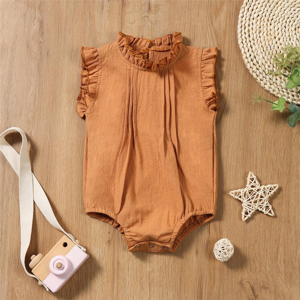 Baby Girls Sleeveless Solid Color Romper Wholesale Baby Boutique Items