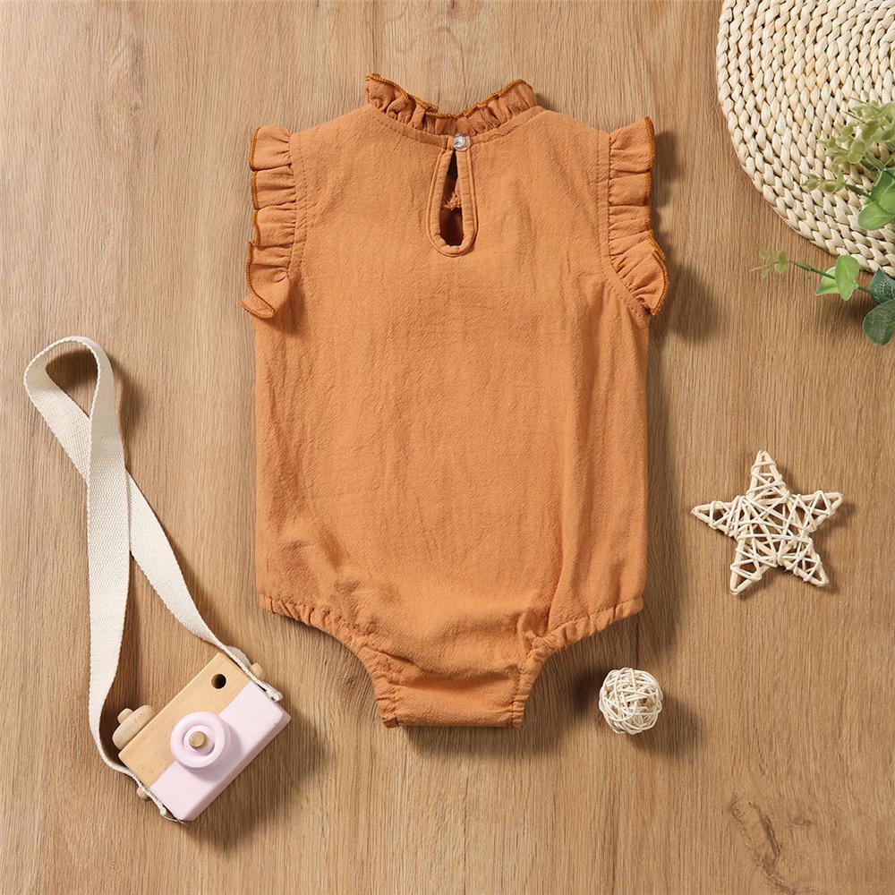 Baby Girls Sleeveless Solid Color Romper Wholesale Baby Boutique Items