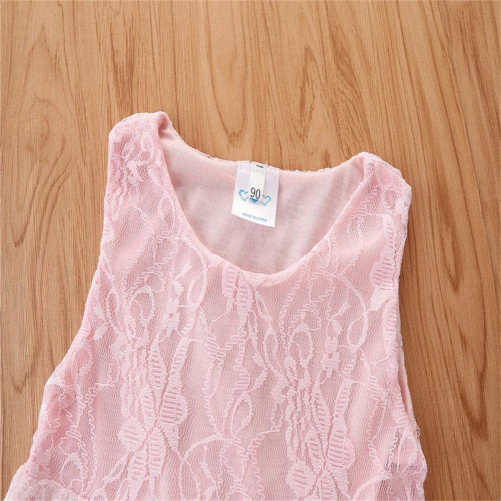 Girls Sleeveless Solid Pink Top & Ripped Jeans kids clothes wholesale