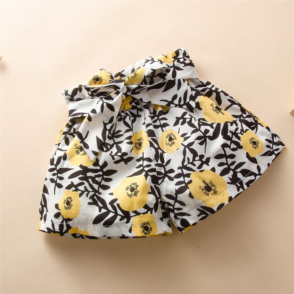 Girls Sleeveless Solid Sling Top & Flower Shorts Wholesale Girl Clothing