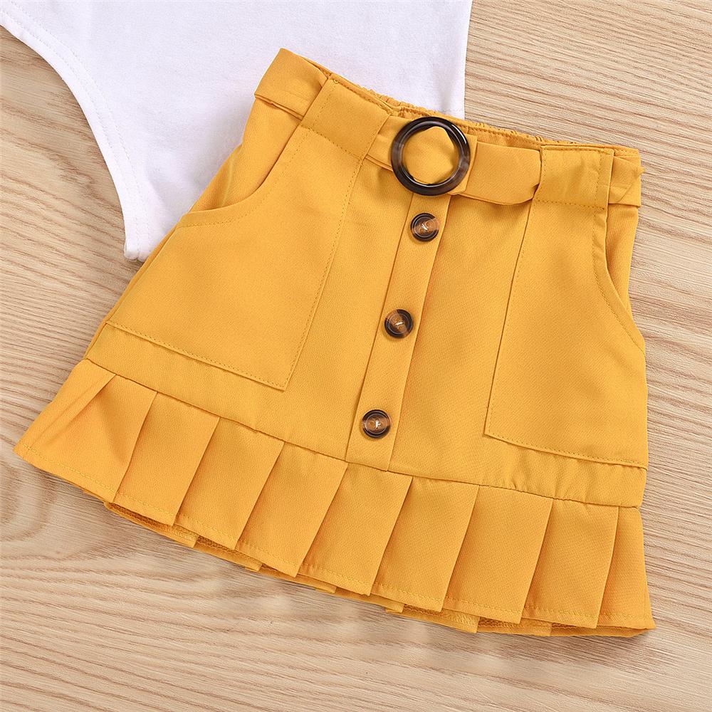 Girls Sleeveless Solid Vest & Button Skirt Girls Clothing Wholesalers