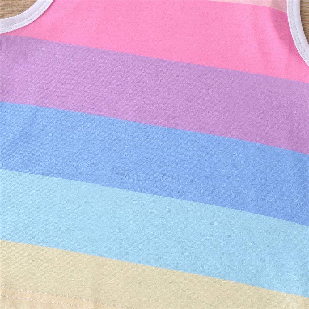 Girls Sleeveless Striped Casual Top & Shorts kids wholesale clothing