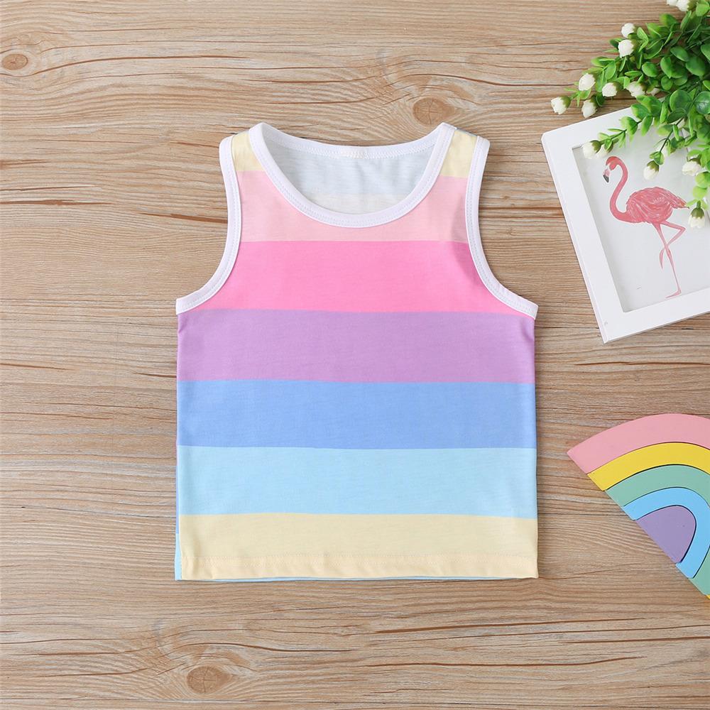 Girls Sleeveless Striped Casual Top & Shorts kids wholesale clothing