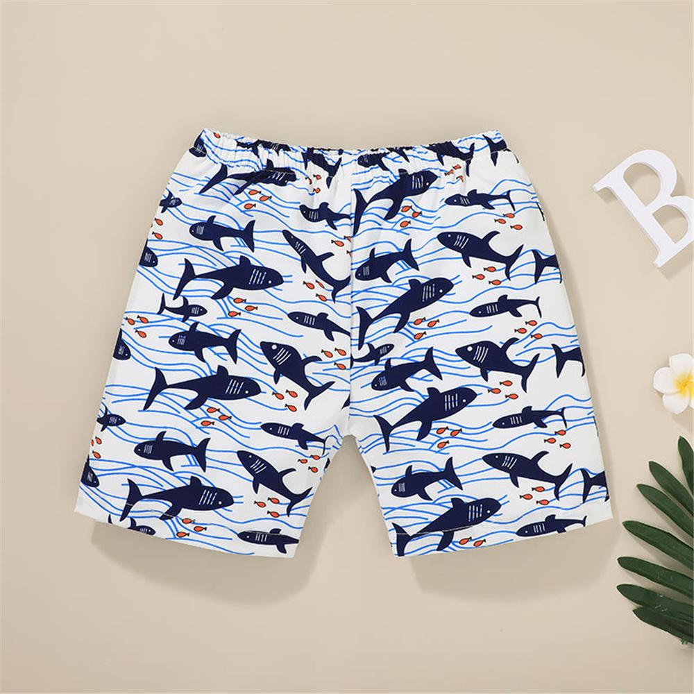 Boys Sleeveless Striped Shark Crab Printed Top & Shorts kids clothing wholesale